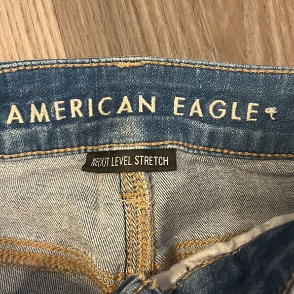 HEAVILY DISTRESSED AMERICAN EAGLE HI RISE JEGGINGS SIZE 0 EEEUC - Picture 5 of 9